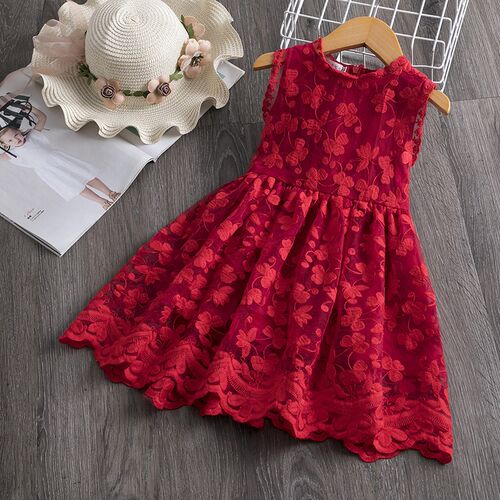 Girls Lace Dress New Year Costume Embroidery Christmas Dress