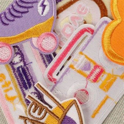 F3KA 18 Pcs Roller Skates Sewing Patches Flower Embroidered