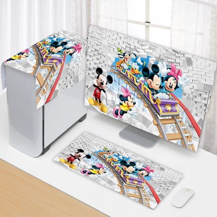 卡通电脑防尘罩三件主机键盘显示器盖布笔记本一体机台式保护