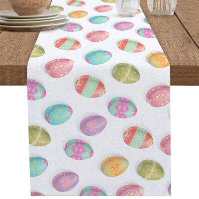 Easter Watercolor Eggs Table Runner Luxury Wedding Decor