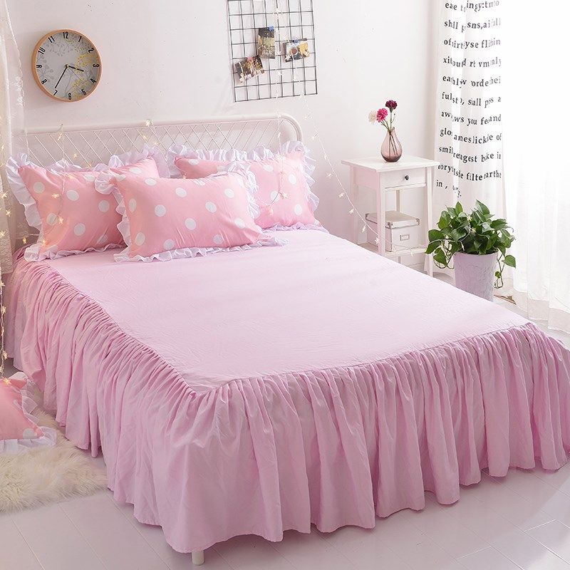 春夏小清新软萌粉色少女心波点床裙公主风四件1.5/1.8m床上用品,床上用品,床品套件/四件套/多件套,淘宝优惠券,粉丝福利购,淘宝优惠卷