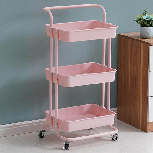 Beauty trolley toilet storage car three floor mobile shelf b