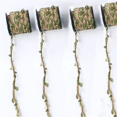 DIY Jute Rope Artificial Leaves Rope Green Leaves 10M Hemp