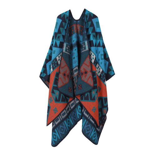 fashion color matching flower female navy blue warm split