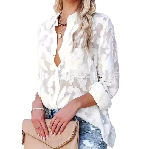 2025 Fashion Large Size Chiffon Jacquard Womens Solid lor C