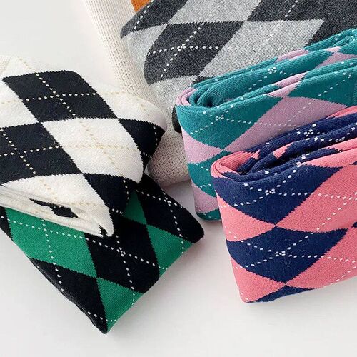 Long Socks Women Stockings Organic Cotton Diamond Warm Thigh
