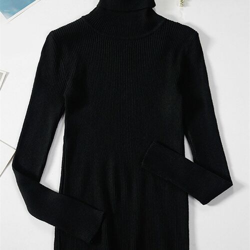 JMPRS Simple Women Turtleneck Sweater Winter Fashion Pullove