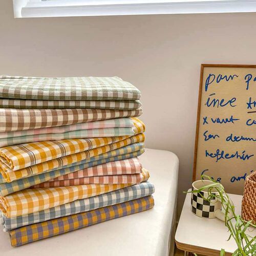 Class A Washed Cotton Plaid Bed Sheet Bed Cover Single Piece