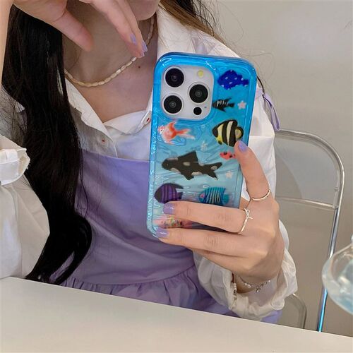 Korean Ins Ripple Texture Aquaria Lovely Fishes Case for iPh