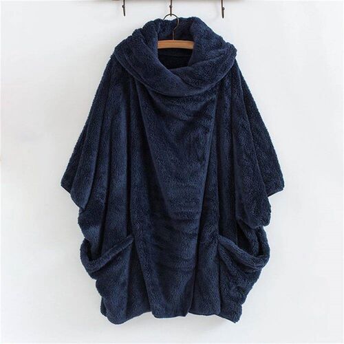 Plus Size Pocket Plush Top Windbreaker For Women 2024 Autumn