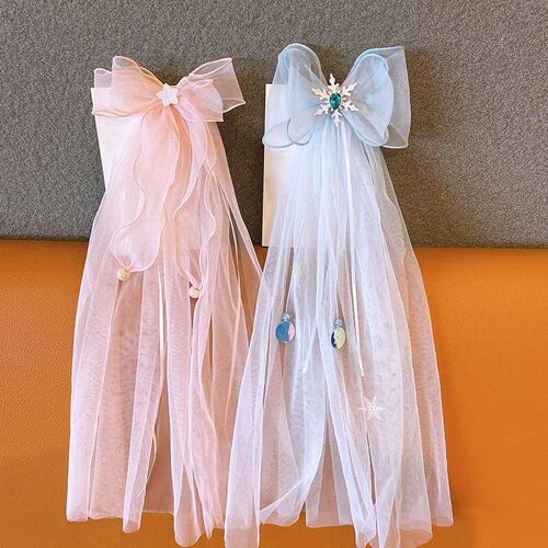 Cute Princess Style Five-Star Snowflake Veil Mesh Bow Childr