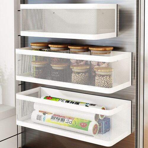 Magnetic Refrigerator Side Storage Rack Iron Space Saving Si