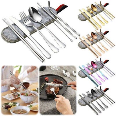 Portable Travel Utensils with Case Camping Cutlery Set