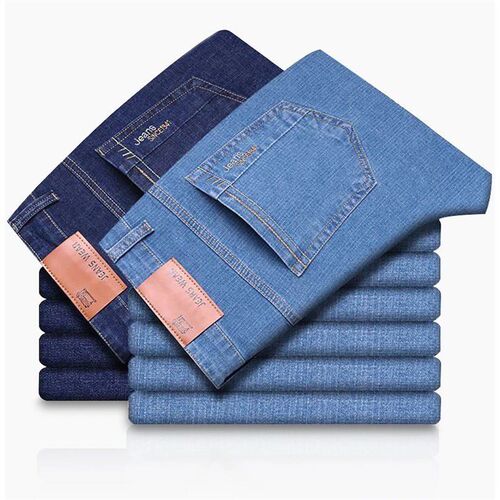 Summer Thin Mens Elastic Cotton Jeans Fashion Blue Comforta