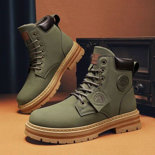 High Top Boots Men Leather Shoes Fashion Motorcycle Ankle Mi
