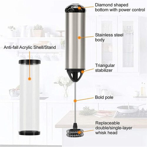 Electric Milk Frother Stainless Steel Coffee Cream Electric