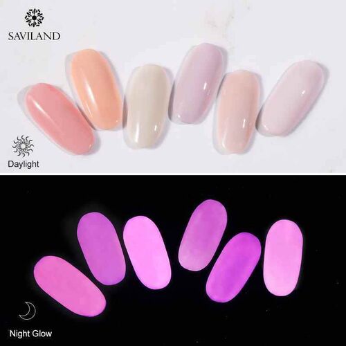 SAVILAND 7ML Nude Pink Gel Polish Glow In Dark Semi Permane