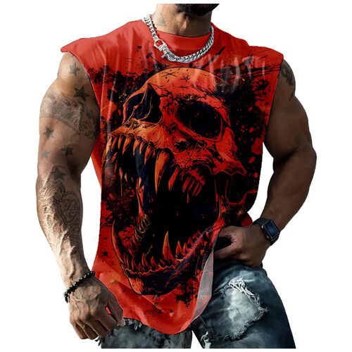 Mens Youth Mens Loose Vest Spider Pattern Print rendy Casu