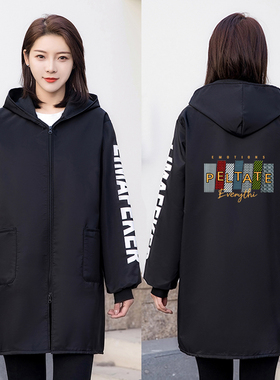 秋冬时尚加绒罩衣女大人长袖围裙防水防油加厚男士上班工作服定制