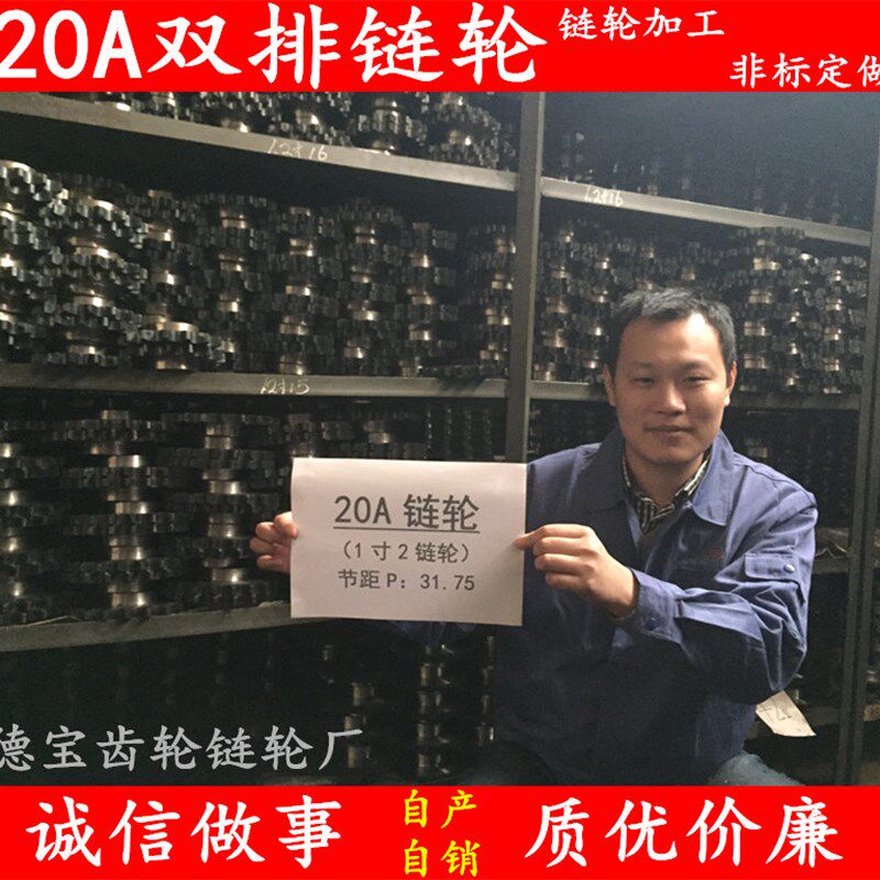 20A双排链轮1寸2双排齿轮工业链条链轮定做齿轮加工非标机械传动