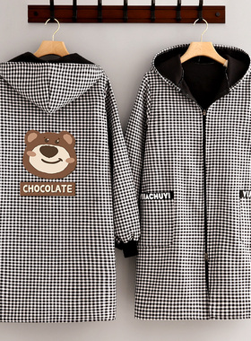 加绒罩衣女长袖围裙加厚保暖防污耐脏工作服时尚韩版防污外穿外套