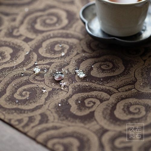 中式祥云茶席双面防水织锦茶巾茶桌布杯垫布桌旗茶旗功夫茶道配件