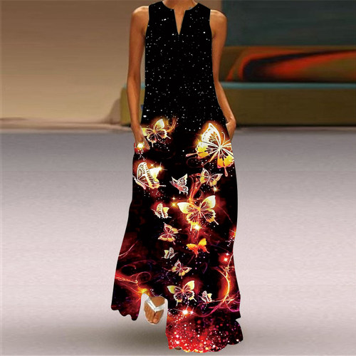 Dress Womens Casual Vintage Print A-line Flower Mini Long
