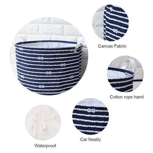 Collapsible Round Cotton Linen Laundry Basket Dirty Clothes