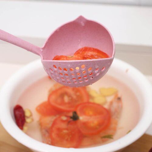 Wheat Straw Spoon, Combination of Soup Spoon and Slotted Spo