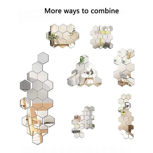45pcs Mirror Walll Sticker, Hexagon Wall Art Sticker, DIY Ho