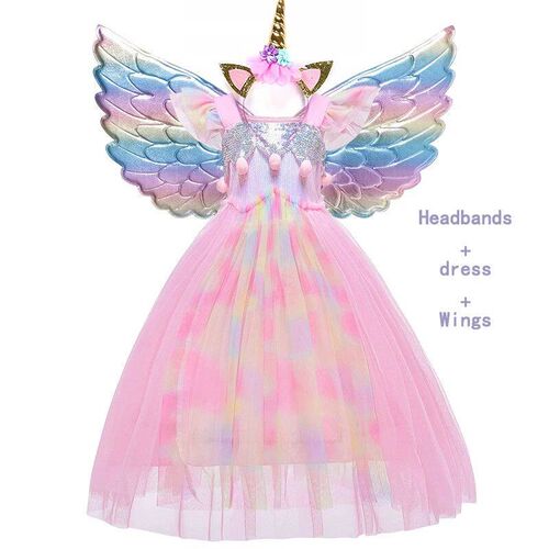Girls Princess Unicorn Tutu Dresses Outfit Flowers Baby