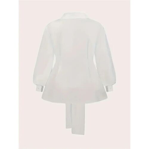 Plus Size 1XL-5XL Fashion Womens Solid Color Lapel Collar