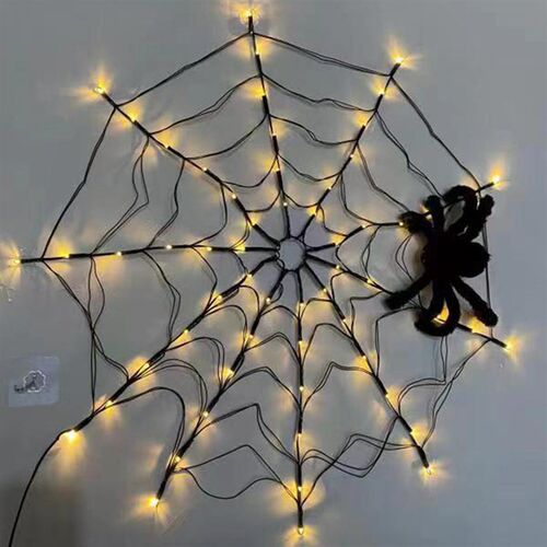 Spot Led Spider Web Lights Halloween Decoration Ghost Festiv