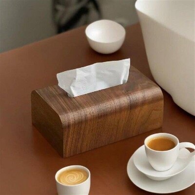 Living Room Tissue Box Walnut Wood Tissue Case  Napkin
