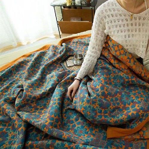 Jacquard cotton three-layer gauze blanket sofa cover large