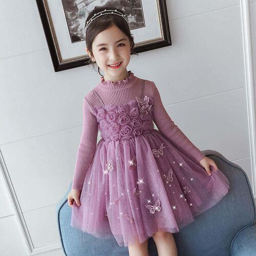 Girls Dress Spring New Childrens Long-sleeved Princess Dre