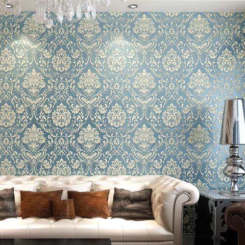 European Damascus 3D self-adhesive non-woven wallpaper warm