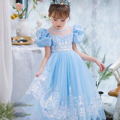 Baby Girl Clothes Dress Female Children Mesh Puff Sleeve