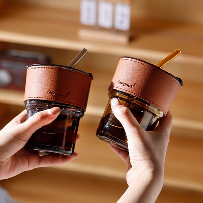 Internet Celebrity Glass Bamboo Cup Straw Cup Juice Drink ff