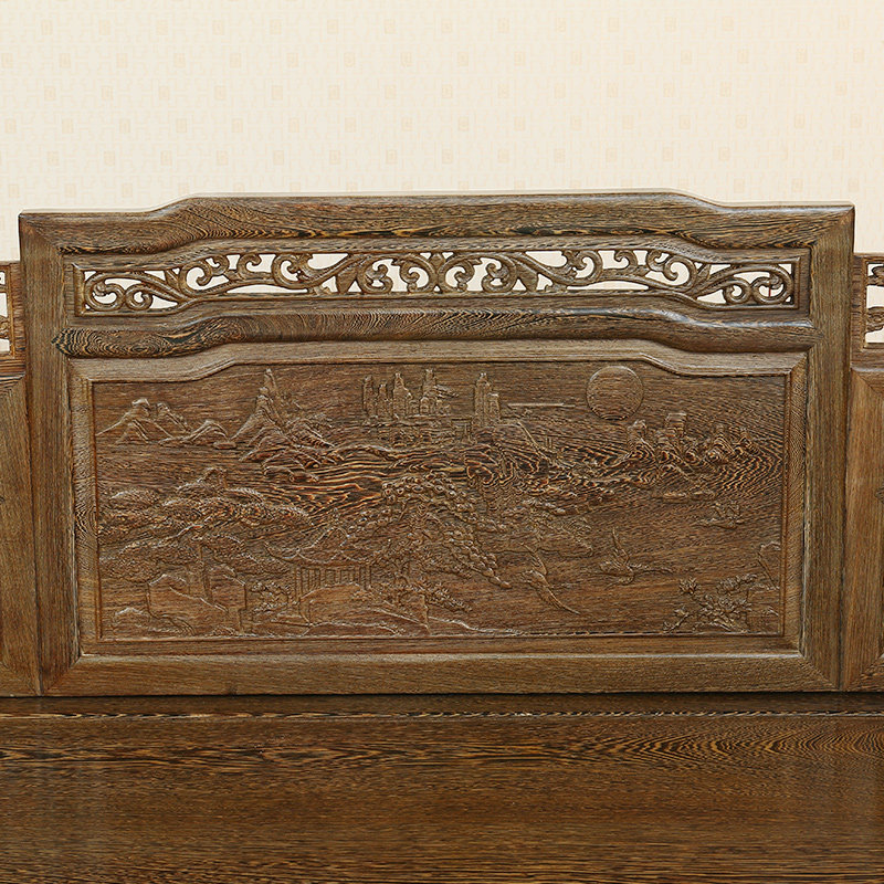 红木家具鸡翅木罗汉床三件 实木沙发床仿古客厅躺椅