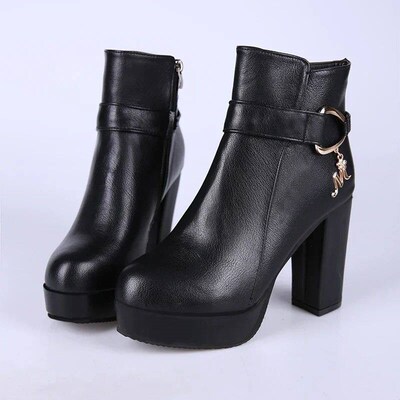 Fashion Womens High Heel Boots Autumn Winter Plus Size Chun