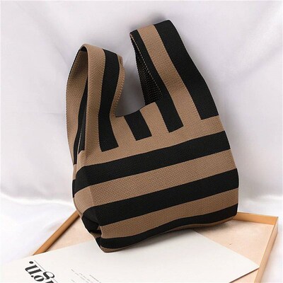 Knitted Wrist Bag Women Boho Bag Casual Shoulder Tote Bag Mi