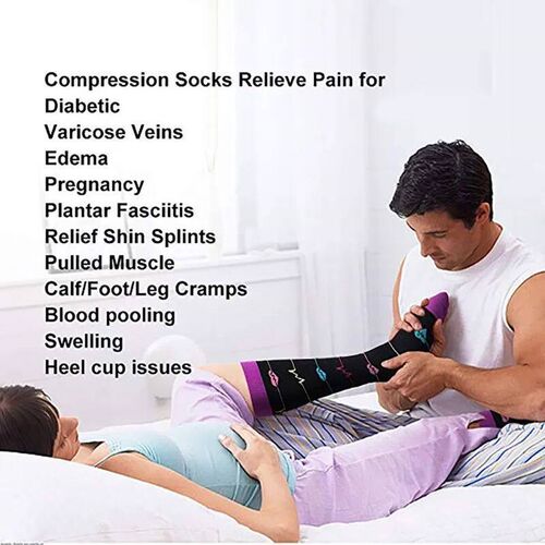 Compression Socks Women Men Knee High Nurse Medical Edema Di