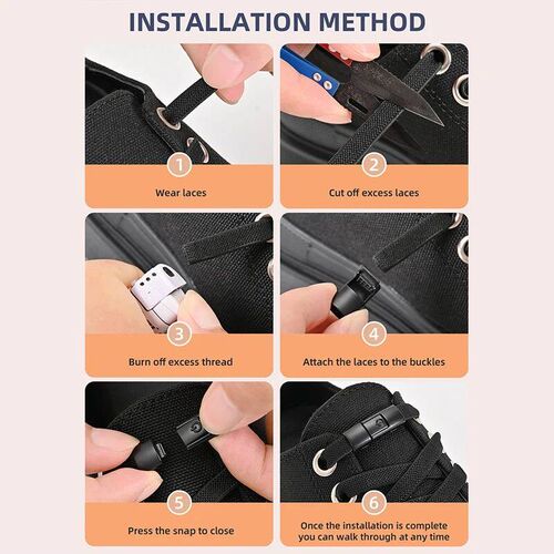 8mm No Tie Shoe Lace Pre Lock Shoelace Without Tie Elatic La