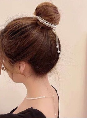 New Pearl Rhinestone Tassel Hairpin Womens Back of Head Bal