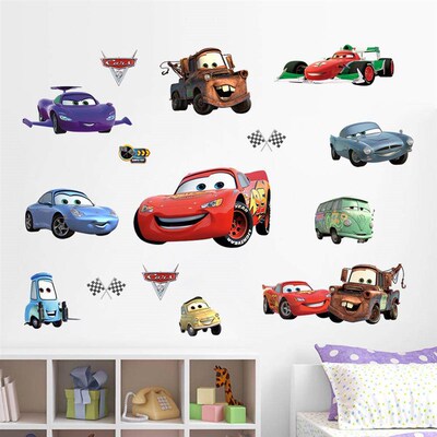 Cartoon Mcqueen Cars 3D Wall Stickers for Kids Room Boys Fak