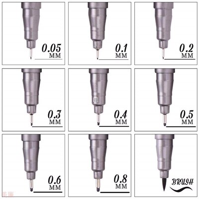 Pigment Liner Micron Ink Marker Pen 0.05 - 0.8 Sketching Pen