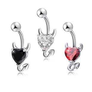 Love & Annie Heart Navel Belly Button Rings Devil Shape Red