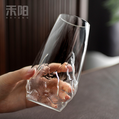 禾阳 手工耐热玻璃山峦水杯泡茶杯家用办公室玻璃杯绿茶杯子
