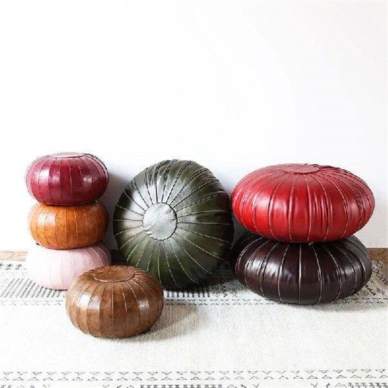 Moroccan PU Leather Ottoman Pouf Patchwork Craft Floor Seat图片